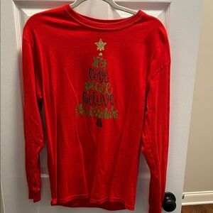 Glitter Red Holiday Tree Long Sleeve Tee